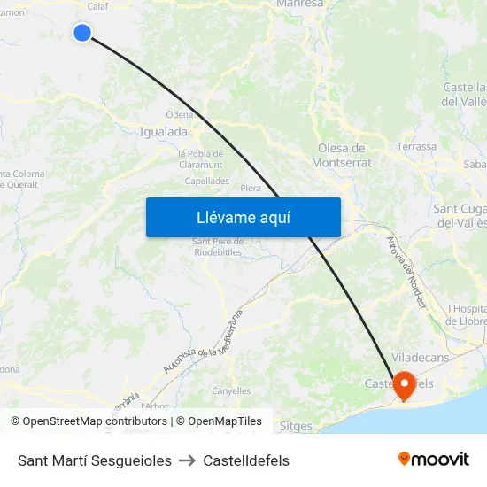 Sant Martí Sesgueioles to Castelldefels map