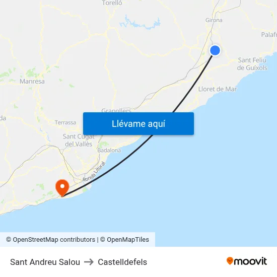 Sant Andreu Salou to Castelldefels map