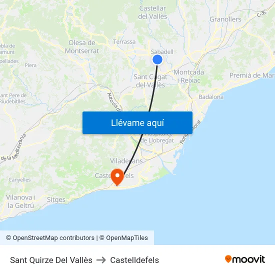 Sant Quirze Del Vallès to Castelldefels map