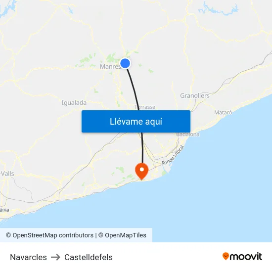 Navarcles to Castelldefels map