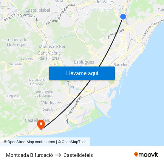 Montcada Bifurcació to Castelldefels map