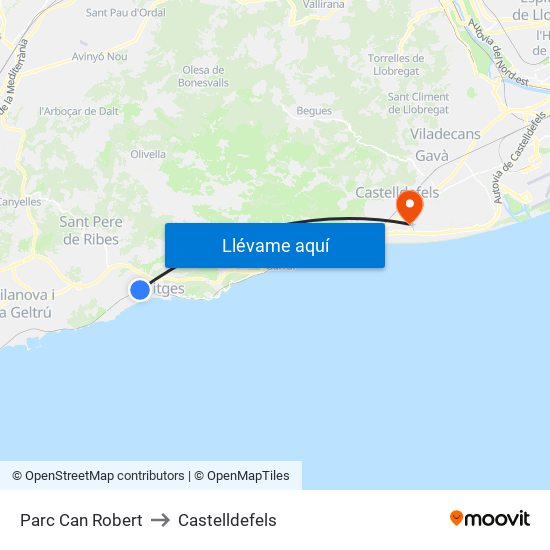 Parc Can Robert to Castelldefels map