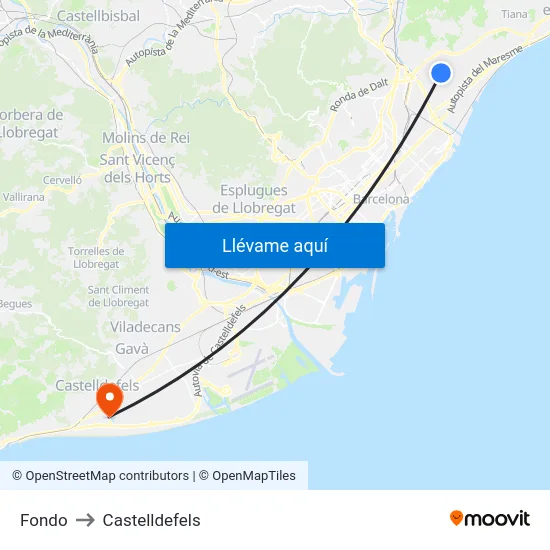 Fondo to Castelldefels map