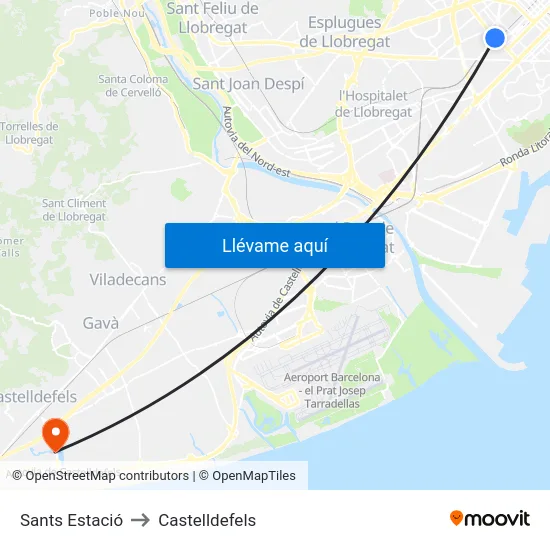 Sants Estació to Castelldefels map