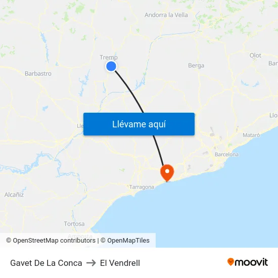 Gavet De La Conca to El Vendrell map