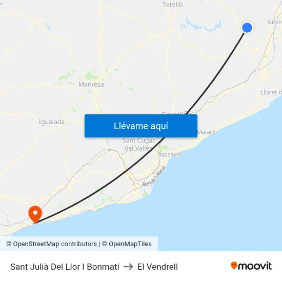 Sant Julià Del Llor I Bonmatí to El Vendrell map