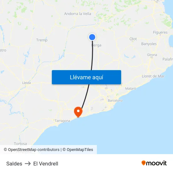 Saldes to El Vendrell map