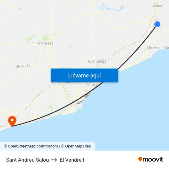 Sant Andreu Salou to El Vendrell map