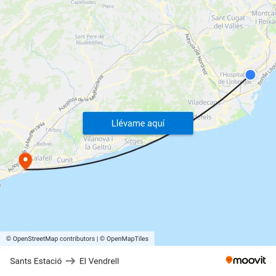 Sants Estació to El Vendrell map