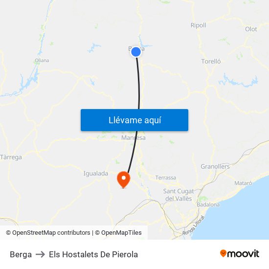 Berga to Els Hostalets De Pierola map