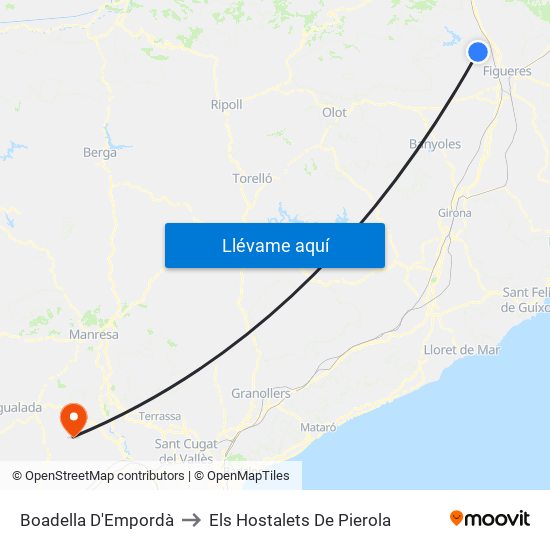 Boadella D'Empordà to Els Hostalets De Pierola map