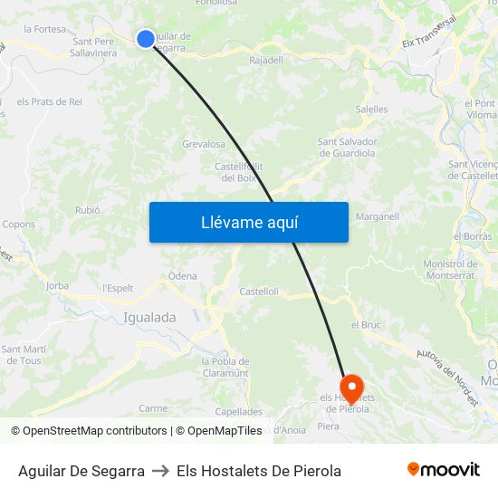 Aguilar De Segarra to Els Hostalets De Pierola map