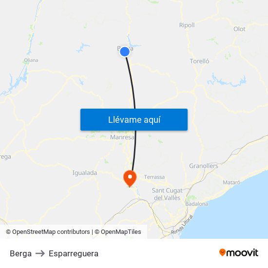 Berga to Esparreguera map