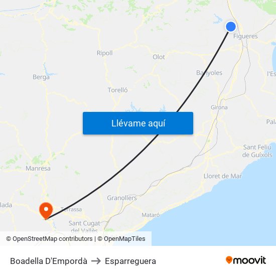 Boadella D'Empordà to Esparreguera map