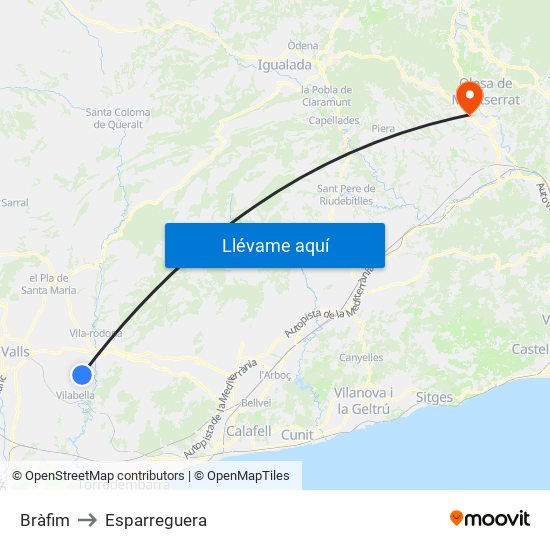 Bràfim to Esparreguera map