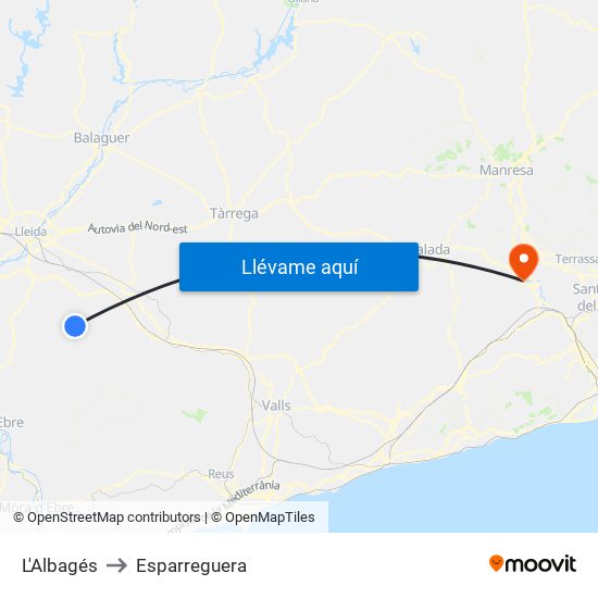 L'Albagés to Esparreguera map