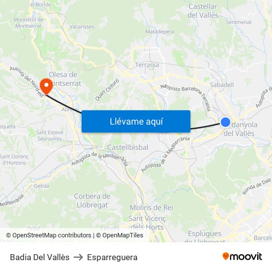 Badia Del Vallès to Esparreguera map