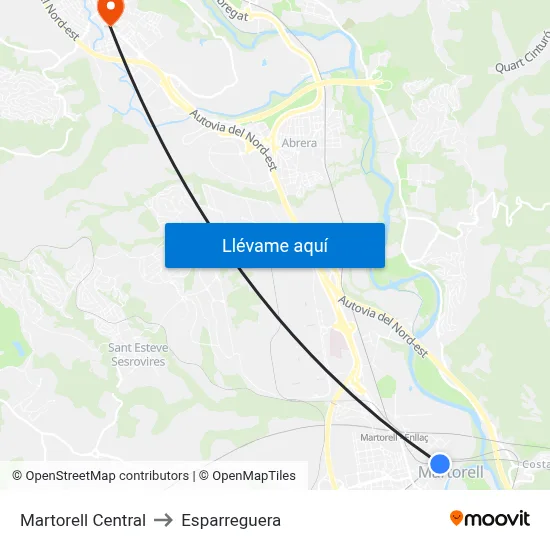 Martorell Central to Esparreguera map