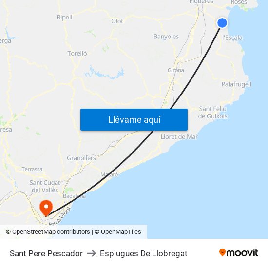 Sant Pere Pescador to Esplugues De Llobregat map