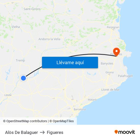 Alòs De Balaguer to Figueres map