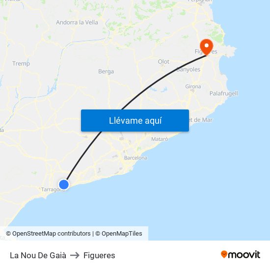 La Nou De Gaià to Figueres map