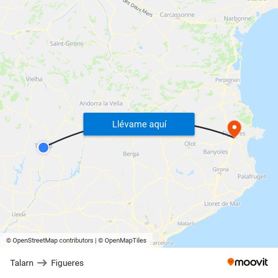 Talarn to Figueres map