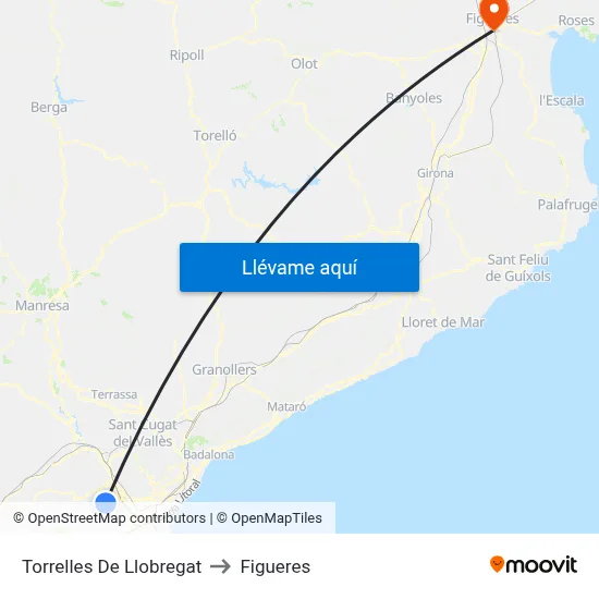 Torrelles De Llobregat to Figueres map