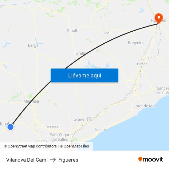 Vilanova Del Camí to Figueres map