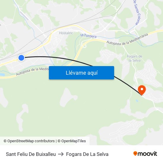 Sant Feliu De Buixalleu to Fogars De La Selva map