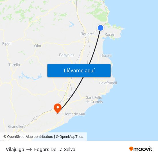 Vilajuïga to Fogars De La Selva map