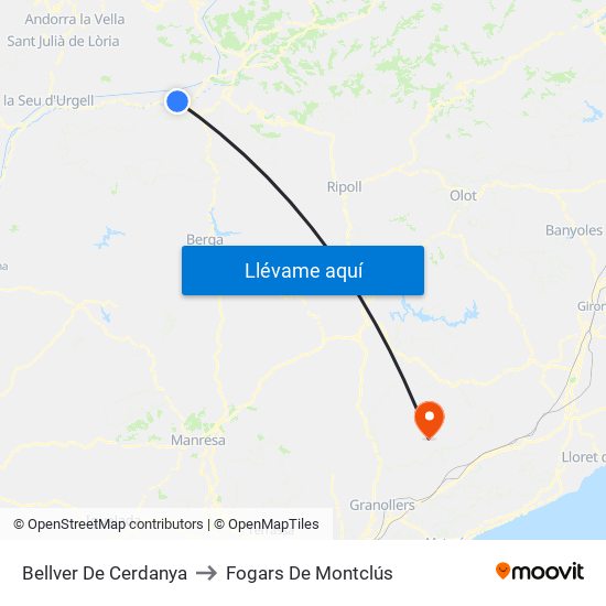 Bellver De Cerdanya to Fogars De Montclús map
