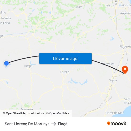 Sant Llorenç De Morunys to Flaçà map