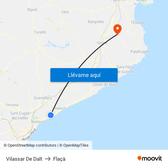 Vilassar De Dalt to Flaçà map