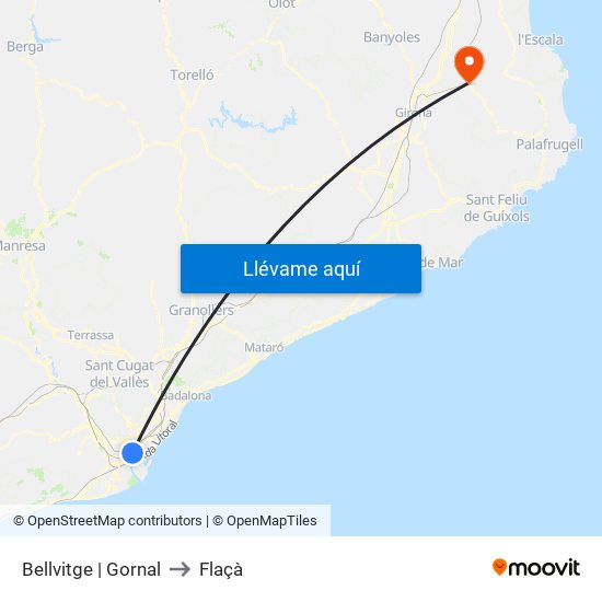 Bellvitge | Gornal to Flaçà map