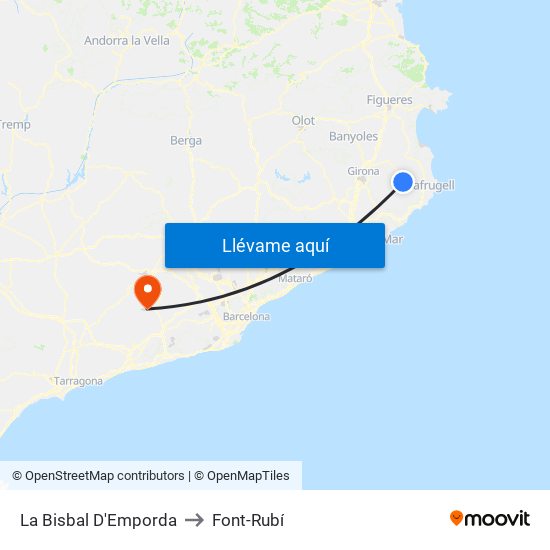 La Bisbal D'Emporda to Font-Rubí map