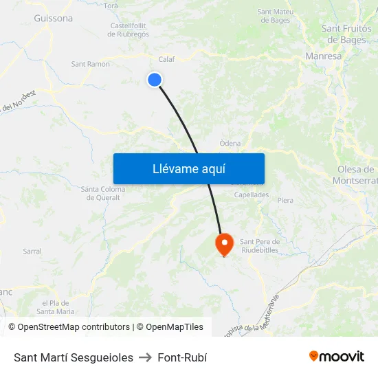 Sant Martí Sesgueioles to Font-Rubí map