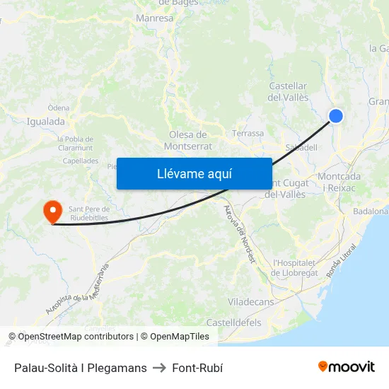 Palau-Solità I Plegamans to Font-Rubí map