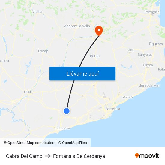 Cabra Del Camp to Fontanals De Cerdanya map