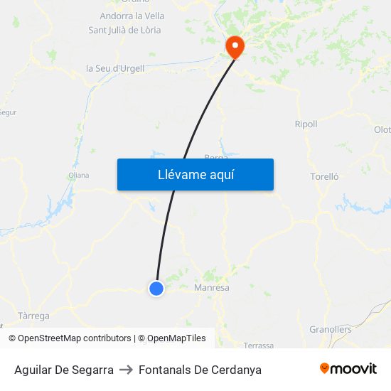 Aguilar De Segarra to Fontanals De Cerdanya map