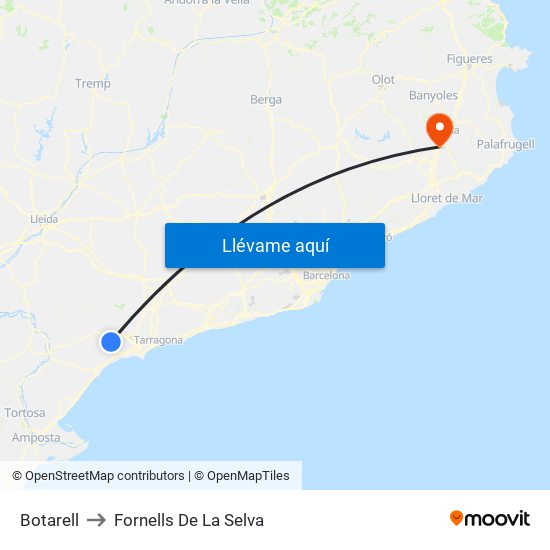 Botarell to Fornells De La Selva map