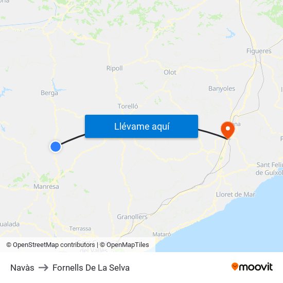Navàs to Fornells De La Selva map