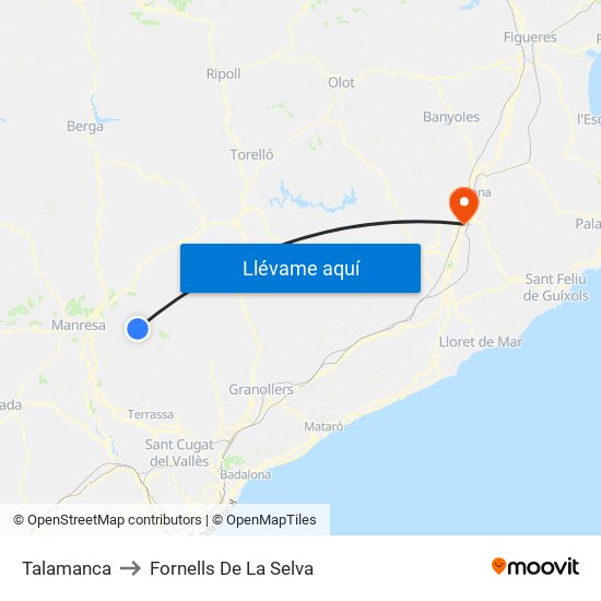 Talamanca to Fornells De La Selva map