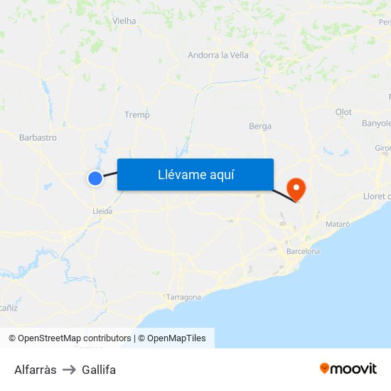 Alfarràs to Gallifa map