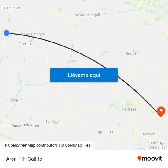 Arén to Gallifa map