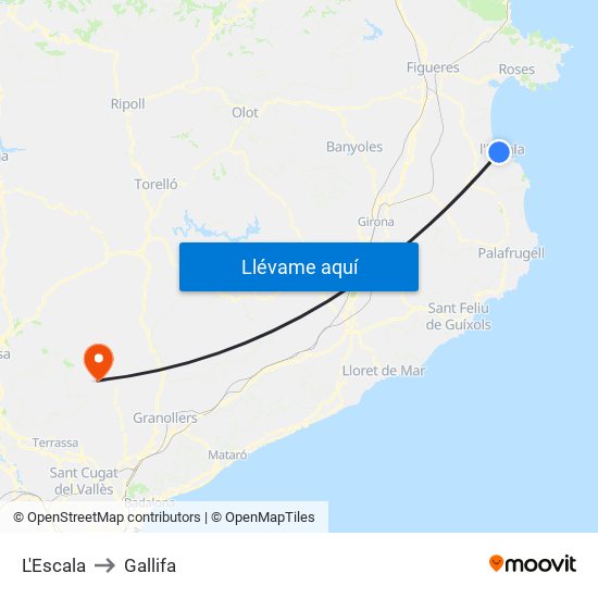 L'Escala to Gallifa map