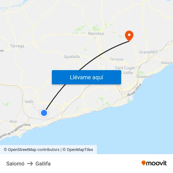 Salomó to Gallifa map