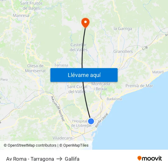 Av Roma - Tarragona to Gallifa map