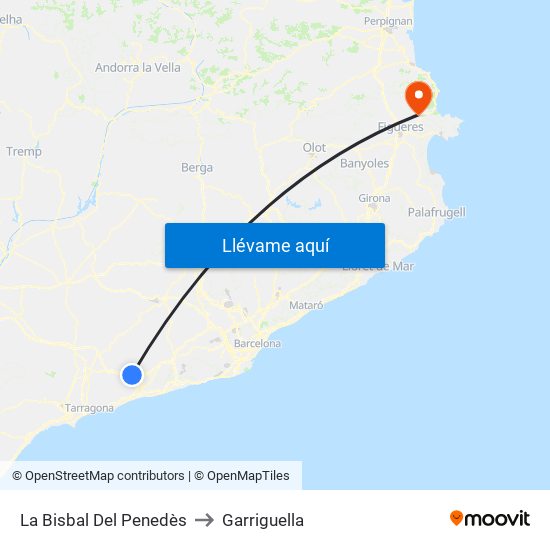 La Bisbal Del Penedès to Garriguella map