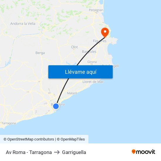 Av Roma - Tarragona to Garriguella map