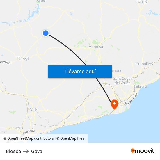 Biosca to Gavà map